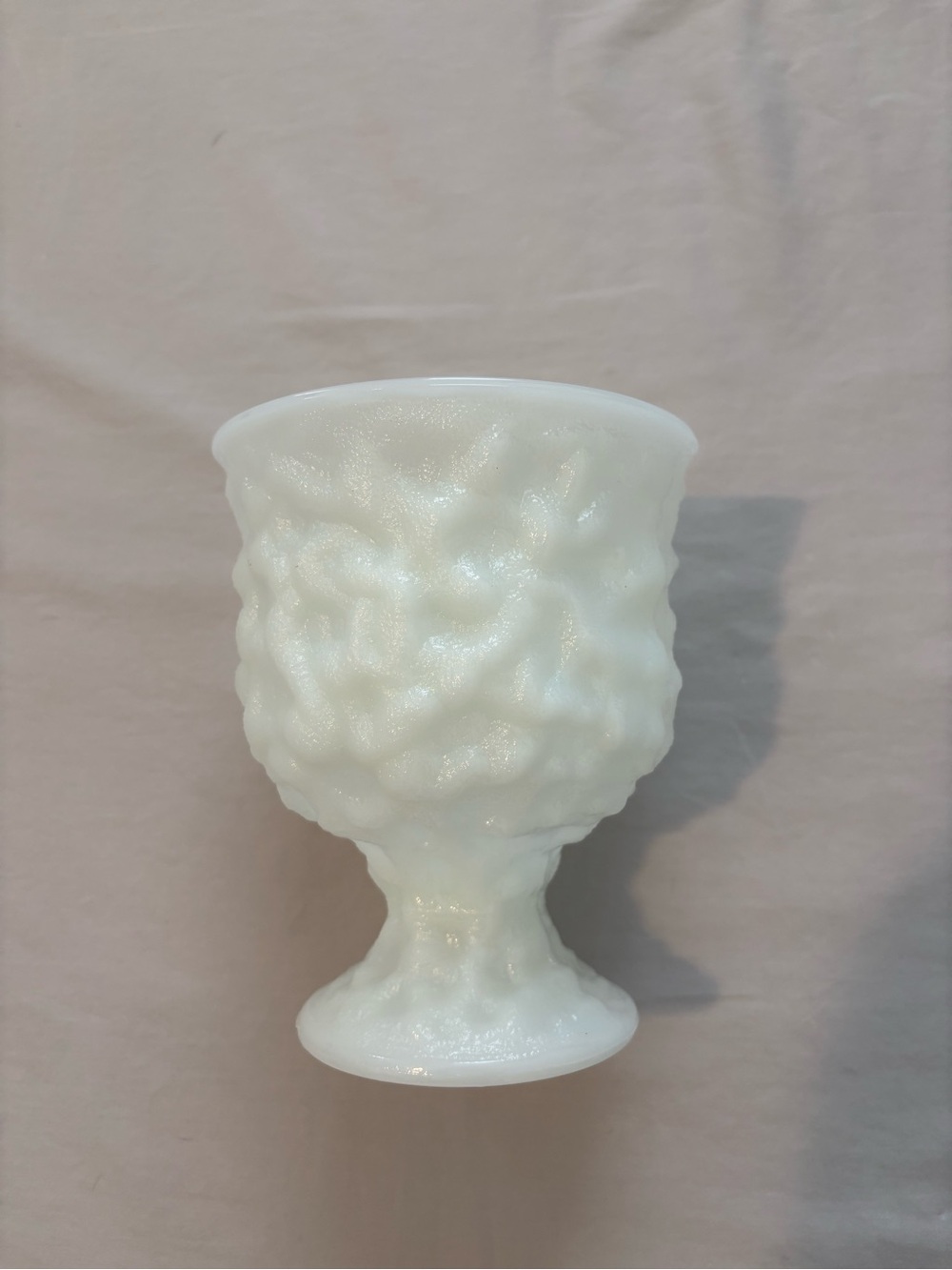 Vintage E.O. Brody Milk Glass Crinkle Pedestal Vase White Cleveland